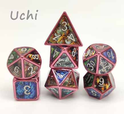 7-teiliger vielflächiger Metall-RPG-Würfel-Satz Antiverschleiß für Tischplatten-Spiel