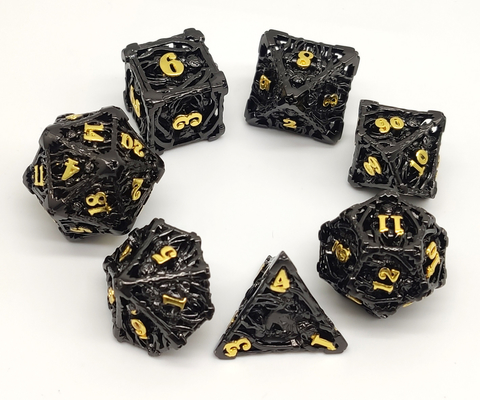 Geruchloses tragbares DND-Würfel-Metall, Hand schnitzte schwarze RPG-Würfel