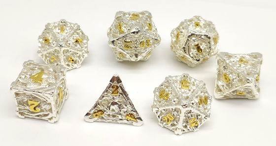 Tragbare Hand goss kleinen Würfel-Satz, Gold überzogenes Metall Mini Dice
