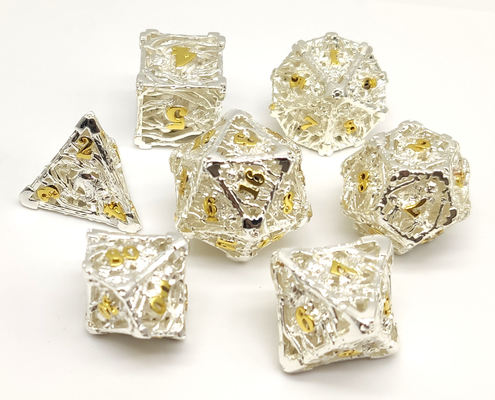 Tragbare Hand goss kleinen Würfel-Satz, Gold überzogenes Metall Mini Dice
