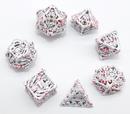 Hand schnitzte weißen 7-teiligen tragbaren Satz Mini Polyhedral Dices DND