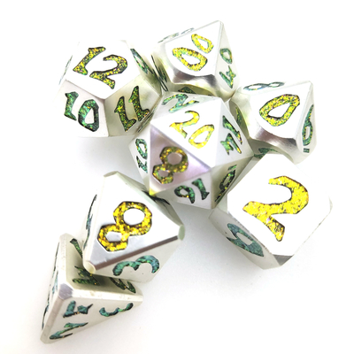 Handgegossenes RPG-Würfelset mit vergoldeter Oberfläche, 7-teilig, polyedrisch