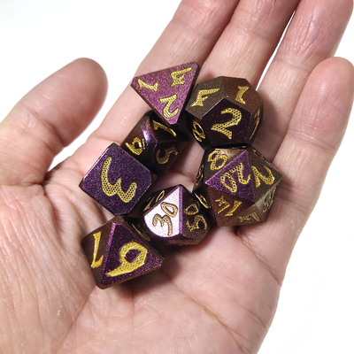 Brettspiel-RPG-Würfel-Set Hand, 7-teilig, leicht, scharfes Metall, polyedrisch, schwarz