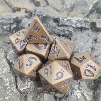 Würfel-Satz RPG multi Farbe des DND-Brettspiels tragen Messing-vielflächiger kupferne Würfel-Sätze