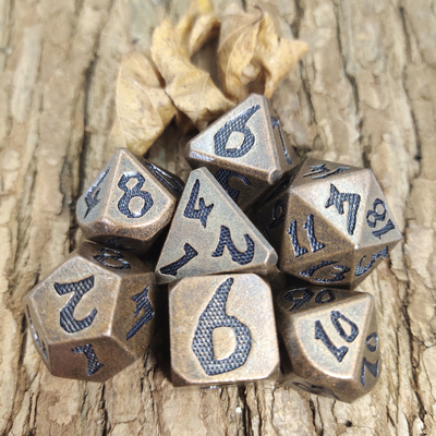 Würfel-Satz RPG multi Farbe des DND-Brettspiels tragen Messing-vielflächiger kupferne Würfel-Sätze