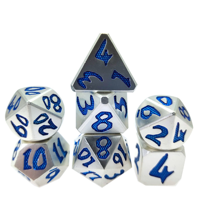 DND Blau Silber Würfel Set Polyeder Grün Metall Manuelles Schleifen Polyedrisch