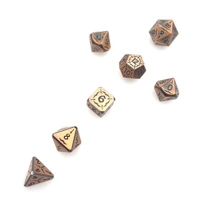 Metall-RPG-Würfel stellten haltbares dauerhaftes Goldschwarz-Metall würfeln vielflächiges ein