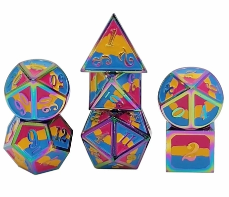 16mm glatte RPG Metallwürfel Custom DND Logo Regenbogen-Spiel