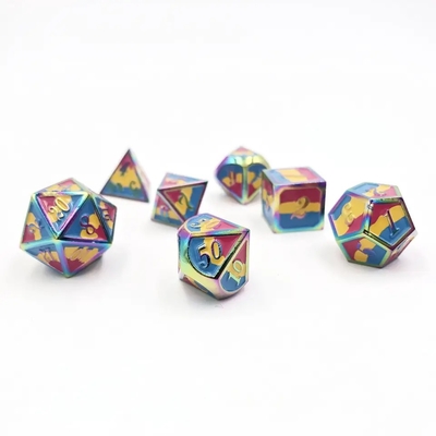 16mm glatte RPG Metallwürfel Custom DND Logo Regenbogen-Spiel