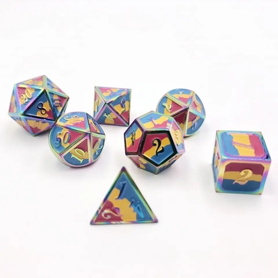 16mm glatte RPG Metallwürfel Custom DND Logo Regenbogen-Spiel