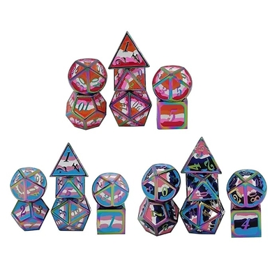 16mm glatte RPG Metallwürfel Custom DND Logo Regenbogen-Spiel
