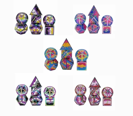 16mm glatte RPG Metallwürfel Custom DND Logo Regenbogen-Spiel