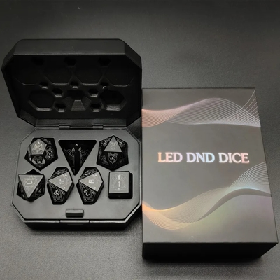 Licht auf DND Würfel wiederaufladbar mit Ladebox 7 PCS LED Elektronische Würfel für Tisch