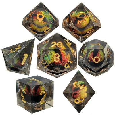 Handgefertigte Harz Quicksand Ball Würfel poliert Set von 7 Rollenspiel Zubehör Großbrett
