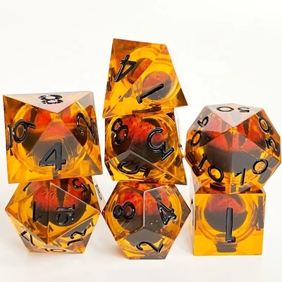 Handgefertigte Harz Quicksand Ball Würfel poliert Set von 7 Rollenspiel Zubehör Großbrett