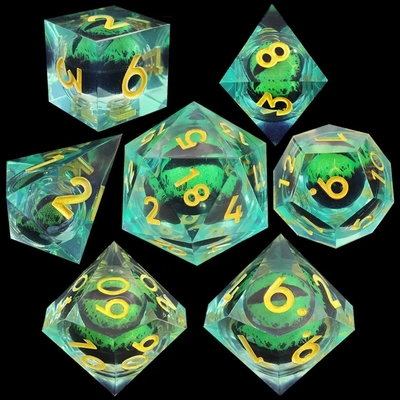 Handgefertigte Harz Quicksand Ball Würfel poliert Set von 7 Rollenspiel Zubehör Großbrett