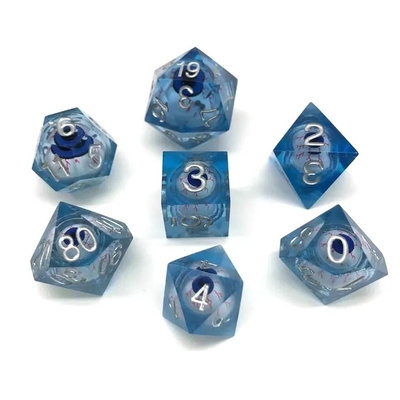 16mm Vollpolygraphische Würfel Bewegt Dungeons And Dragons Blutgeschoss Blaue Augen Würfel Set für die Rolle