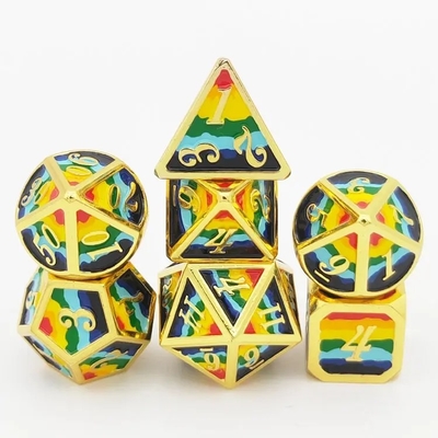 16mm glatte RPG Metallwürfel Custom DND Logo Regenbogen-Spiel