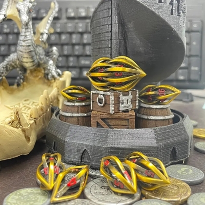 3D-Druck Cthulhu Hohlmetall Würfel 7 Stück Set Dragon und Dungeon DND RPG