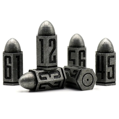 D6 Bullet Metal Dice Set 6 Stück 6 Seiten für Dnd Dungeons Rpg Warhammer Shadowrun Dice