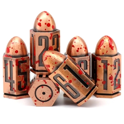 D6 Bullet Metal Dice Set 6 Stück 6 Seiten für Dnd Dungeons Rpg Warhammer Shadowrun Dice
