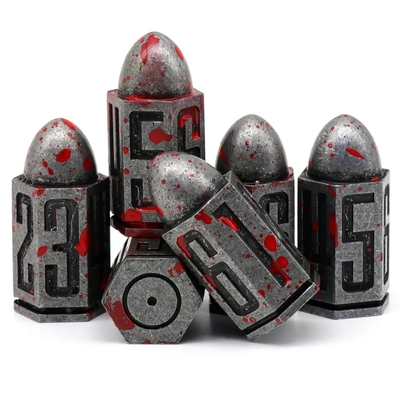 D6 Bullet Metal Dice Set 6 Stück 6 Seiten für Dnd Dungeons Rpg Warhammer Shadowrun Dice