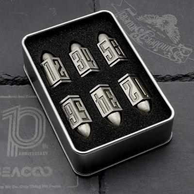 D6 Bullet Metal Dice Set 6 Stück 6 Seiten für Dnd Dungeons Rpg Warhammer Shadowrun Dice
