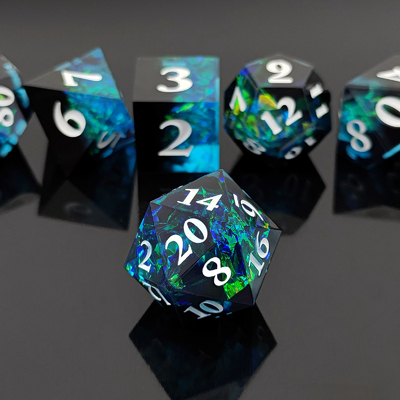 Zweifarbiger kundenspezifischer DND-RPG-Tanz-Set D6 D20 7 Formen-Polyeder-Set