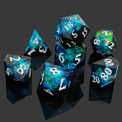 Zweifarbiger kundenspezifischer DND-RPG-Tanz-Set D6 D20 7 Formen-Polyeder-Set