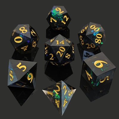 Zweifarbiger kundenspezifischer DND-RPG-Tanz-Set D6 D20 7 Formen-Polyeder-Set