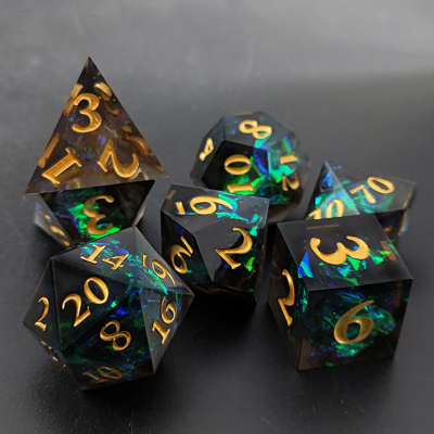Zweifarbiger kundenspezifischer DND-RPG-Tanz-Set D6 D20 7 Formen-Polyeder-Set