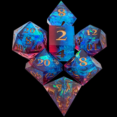 Mehrfarbige Resinwürfel DND#RPG Rot und Blau Glatte Textur