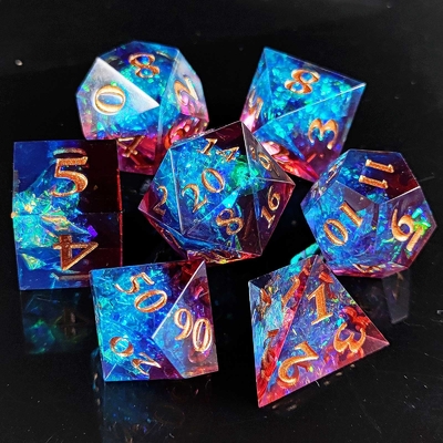 Mehrfarbige Resinwürfel DND#RPG Rot und Blau Glatte Textur