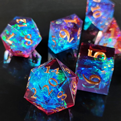Mehrfarbige Resinwürfel DND#RPG Rot und Blau Glatte Textur