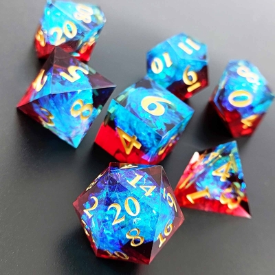 Mehrfarbige Resinwürfel DND#RPG Rot und Blau Glatte Textur
