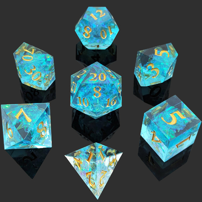 Mehrfarbige Resinwürfel DND#RPG Rot und Blau Glatte Textur