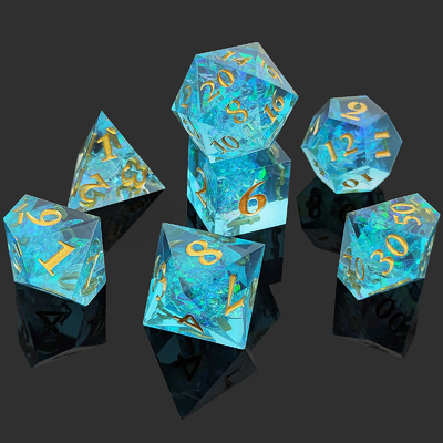 Mehrfarbige Resinwürfel DND#RPG Rot und Blau Glatte Textur
