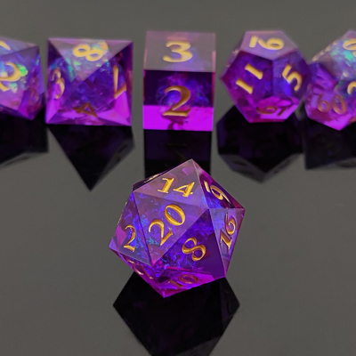 Violett Harz Würfel 7PCS DND Drache und Dungeon Polyeder Scharfe Kante