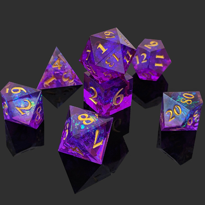 Violett Harz Würfel 7PCS DND Drache und Dungeon Polyeder Scharfe Kante