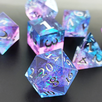 Violett Harz Würfel 7PCS DND Drache und Dungeon Polyeder Scharfe Kante