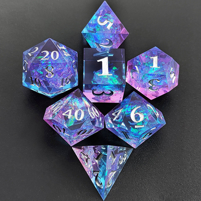 Violett Harz Würfel 7PCS DND Drache und Dungeon Polyeder Scharfe Kante