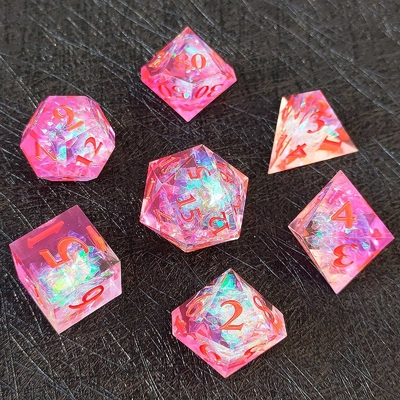Violett Harz Würfel 7PCS DND Drache und Dungeon Polyeder Scharfe Kante