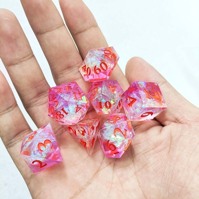 Violett Harz Würfel 7PCS DND Drache und Dungeon Polyeder Scharfe Kante