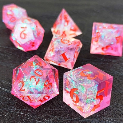 Violett Harz Würfel 7PCS DND Drache und Dungeon Polyeder Scharfe Kante