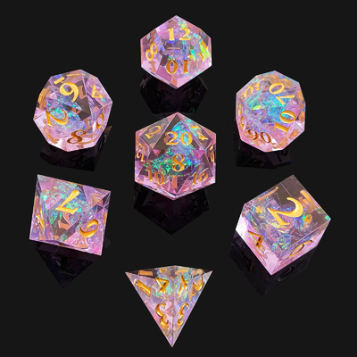Violett Harz Würfel 7PCS DND Drache und Dungeon Polyeder Scharfe Kante