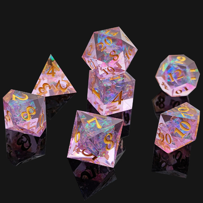 Violett Harz Würfel 7PCS DND Drache und Dungeon Polyeder Scharfe Kante