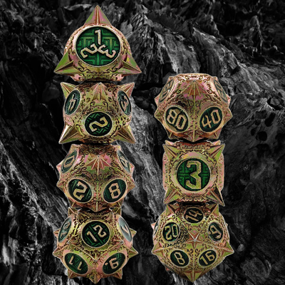 TRPG 16 mm Polyfront DND Metallwürfel mehrfarbiger Meteor Hammer
