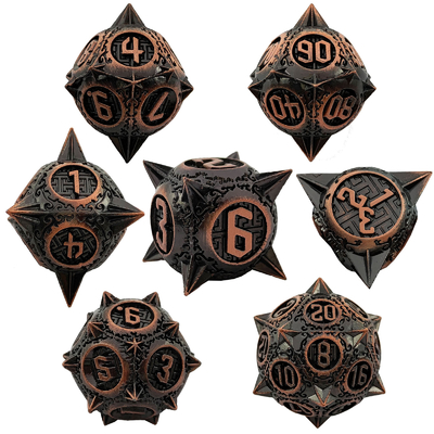 Retro Kupfer Meteor Hammer Metall Würfel Drache und Dungeon DND RPG D20