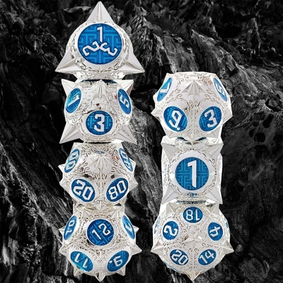 Dauerhafte Polyeder-Metall-RPG-Tanz-Set Drache und Dungeon 16mm Funkeln