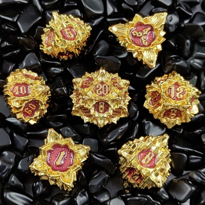Lotus Metall Würfel Set DND Dungeons And Dragons TRPG Polyhedral COC D6 Brettspiel
